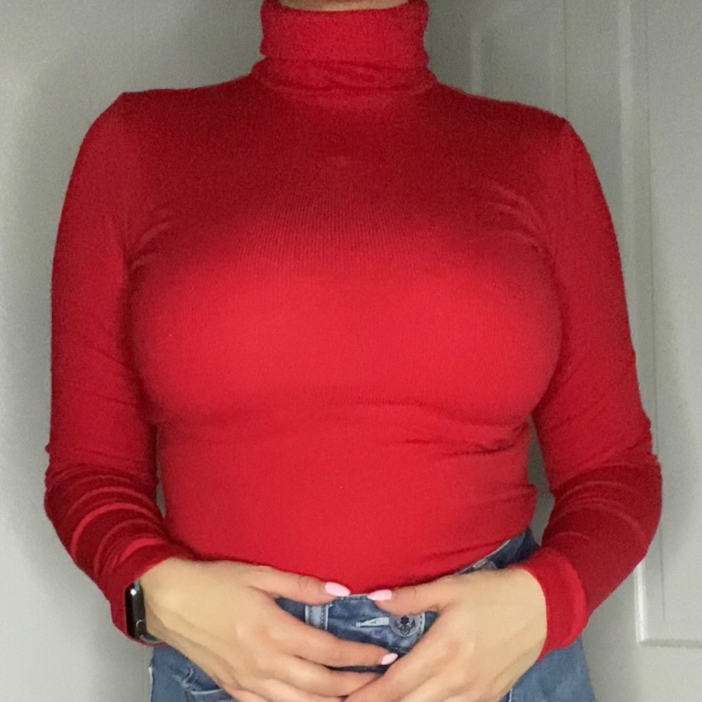 Red turtle neck